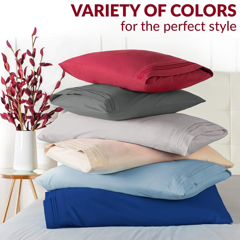 Mellanni Pillow Cases Set - 4 PC Iconic Collection Pillowcases - Hotel Luxury, Extra Soft, Cooling Pillow Covers - Wrinkle, Fade, Stain Resistant (King Size 20" x 40", Light Gray) - Image 4